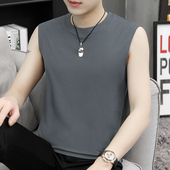 纯棉背心男士 全棉宽肩健身内穿潮 纯色运动男生打底衫 无袖 t恤夏季