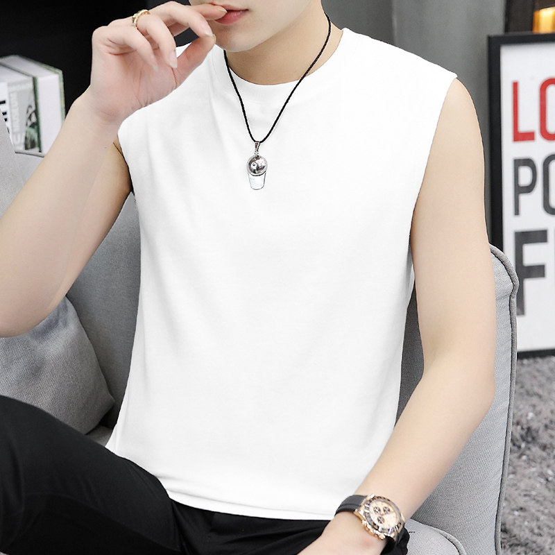 纯棉背心男款夏季宽松全棉无袖t恤篮球健身跨栏宽肩运动坎肩汗衫