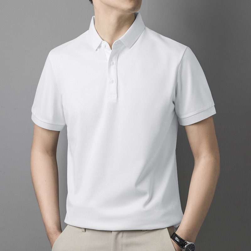 短袖t恤男白色polo衫珠地翻领保罗冰丝凉感夏季半袖潮流有领体恤