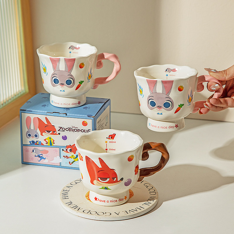 摩登主妇迪士尼疯狂动物城马克杯对杯情侣水杯家用陶瓷杯咖啡杯子