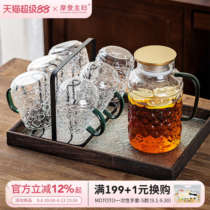 摩登主妇复古海棠花玻璃冷水壶图片