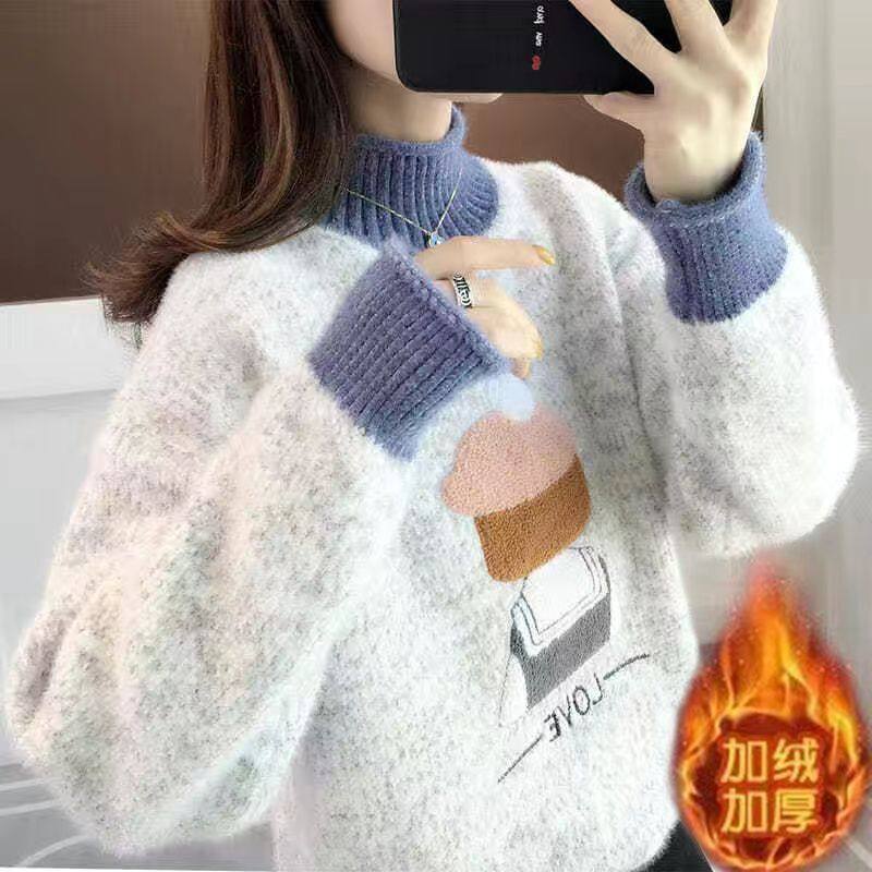 女童高级感毛衣冬季加厚2026新款秋冬中大童装洋气时髦加绒打底衫