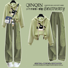 女童连帽卫衣套装2025春秋新款中大童今年流行爆款工装裤子两件套