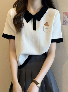 女童超好看纯棉短袖T恤2026夏季新款中大童高级白色半袖短款上衣