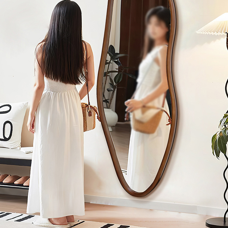 盛迪实木穿衣镜壁挂橡木国标银镜