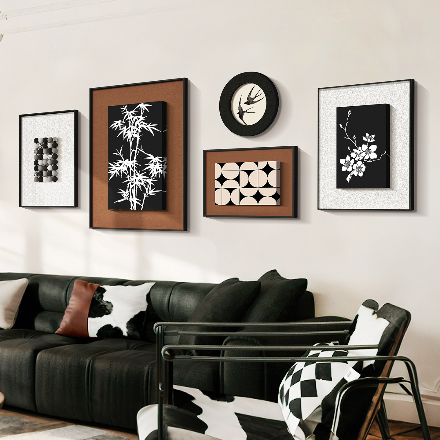 立体装饰画客厅黑白风格壁画现代简约沙发背景墙挂画组合抽象画,家居饰品,现代装饰画,淘宝优惠券,粉丝福利购,淘宝优惠卷