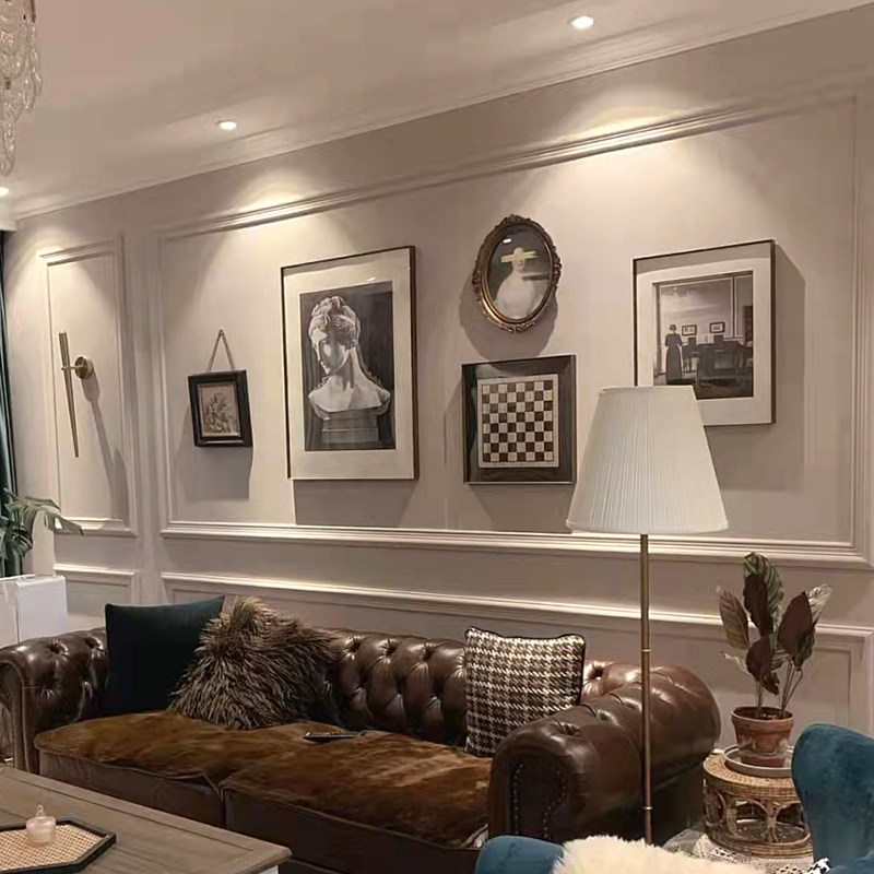 法式挂画客厅沙发背景墙壁画复古人物小众黑白装饰画美式2024新款,家居饰品,现代装饰画,淘宝优惠券,粉丝福利购,淘宝优惠卷