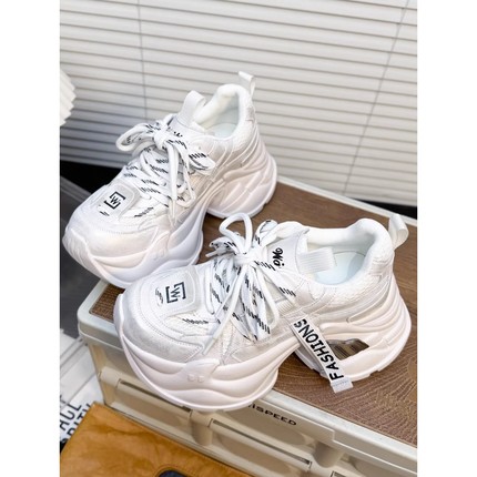 日本offcat7cm真皮厚底做旧擦色老爹鞋女2026款小白鞋休闲运动鞋