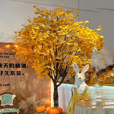 仿真银杏树假橱窗秋天装饰