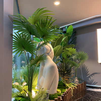 仿真假树室内楼梯下造景绿植盆栽