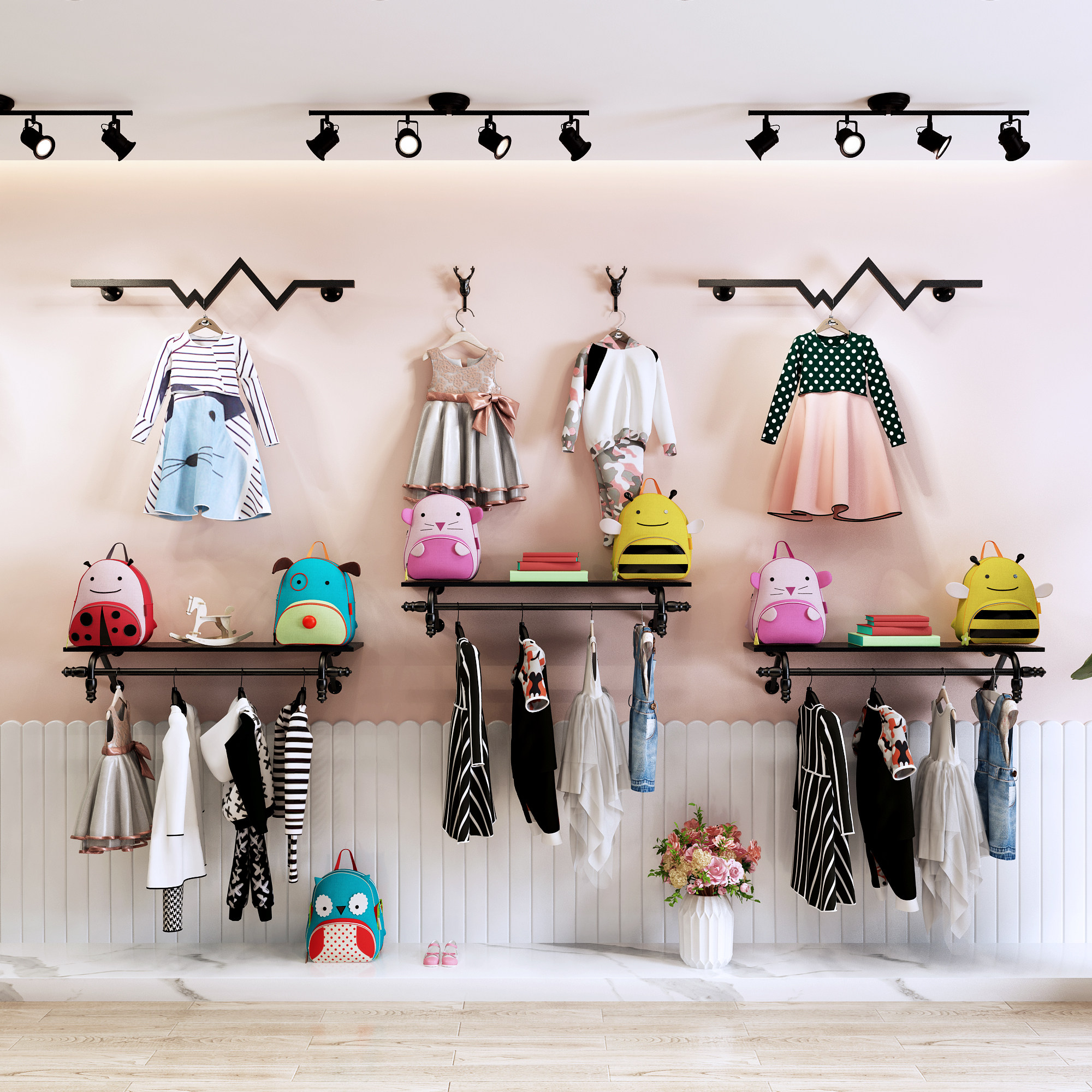服装店展示架上墙女童装店铺装修货架壁挂式网红挂衣架墙面正侧挂