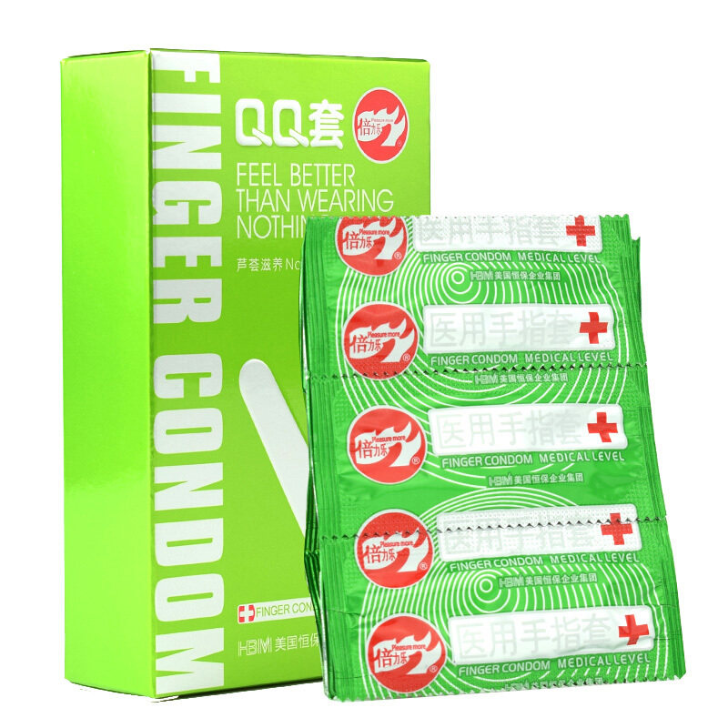 倍力乐QQ套抠抠套手指套绿色芦荟蓝色薄荷小号套套10只装情趣用品