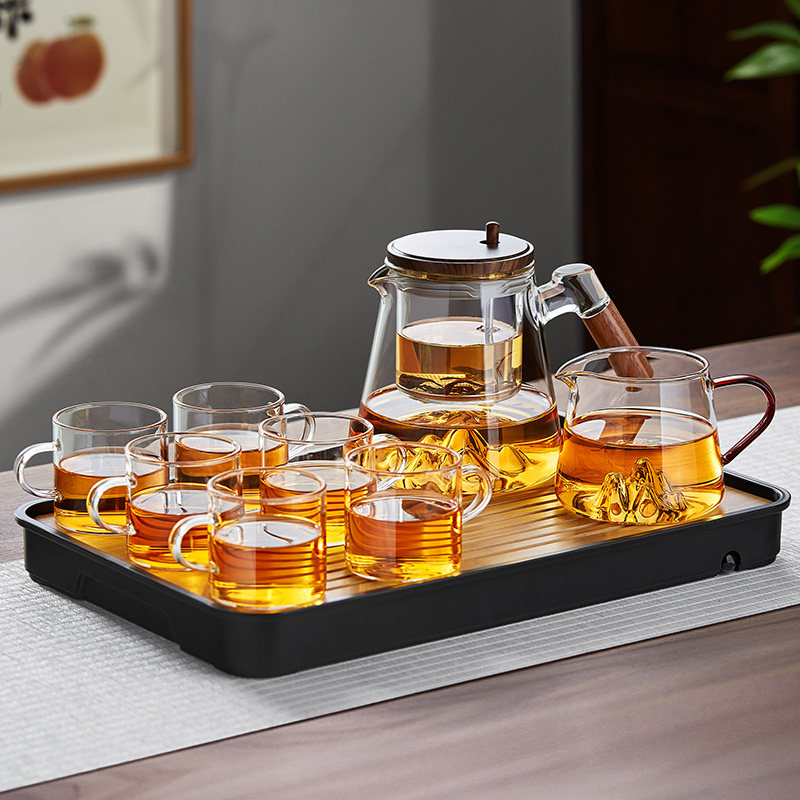 玻璃飘逸壶茶具套装泡茶壶家用高档一键茶水分离器懒人神器泡茶杯,餐饮具,整套茶具,淘宝优惠券,粉丝福利购,淘宝优惠卷