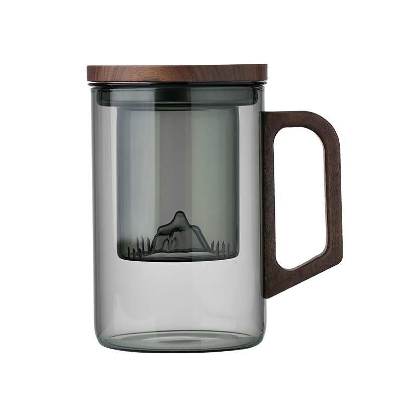 玻璃杯家用茶水分离泡茶杯男喝水杯子办公室中式茶杯大容量1000ml