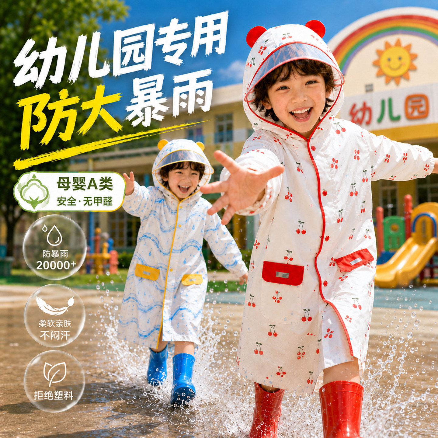 儿童雨衣幼儿园宝宝上学专用男孩女童一二3岁小孩全身防水雨披