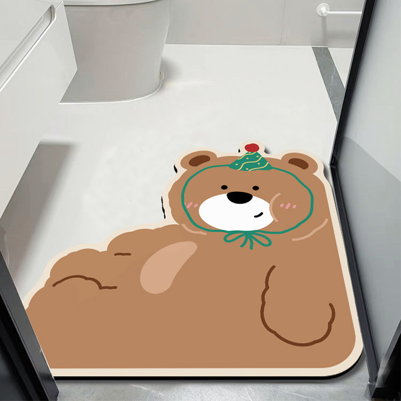 可爱卡通浴室吸水地垫L型矽藻泥防滑厕所化妆室门口脚垫异型定制,居家布艺,家用脚垫,淘宝优惠券,粉丝福利购,淘宝优惠卷