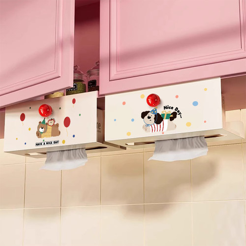 厨房纸巾架2025新款吊柜倒挂洗脸巾收纳盒厕所壁挂式纸巾盒置物架