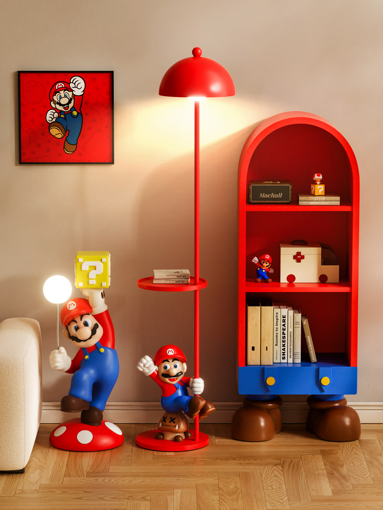 马里奥客厅大型落地摆件多巴胺落地灯儿童房房间布置卧室落地台灯
