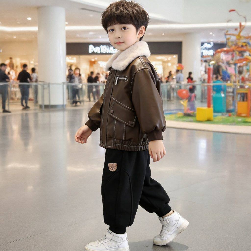 男童冬装皮衣外套复古机车风加绒加厚夹克洋气宝宝套装儿童上衣服,童装/婴儿装/亲子装,夹克/皮衣,淘宝优惠券,粉丝福利购,淘宝优惠卷