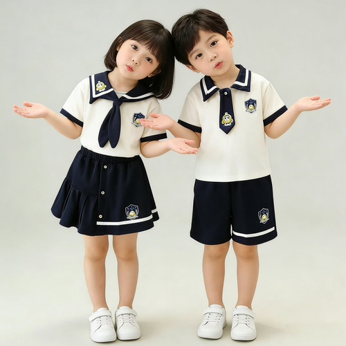 学院风儿童夏季短袖表演套装兄妹