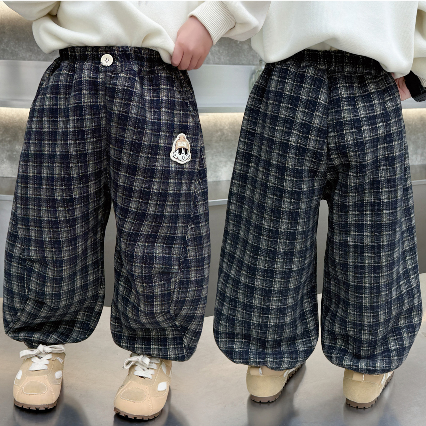 男童冬装加绒束脚灯笼裤运动卫裤