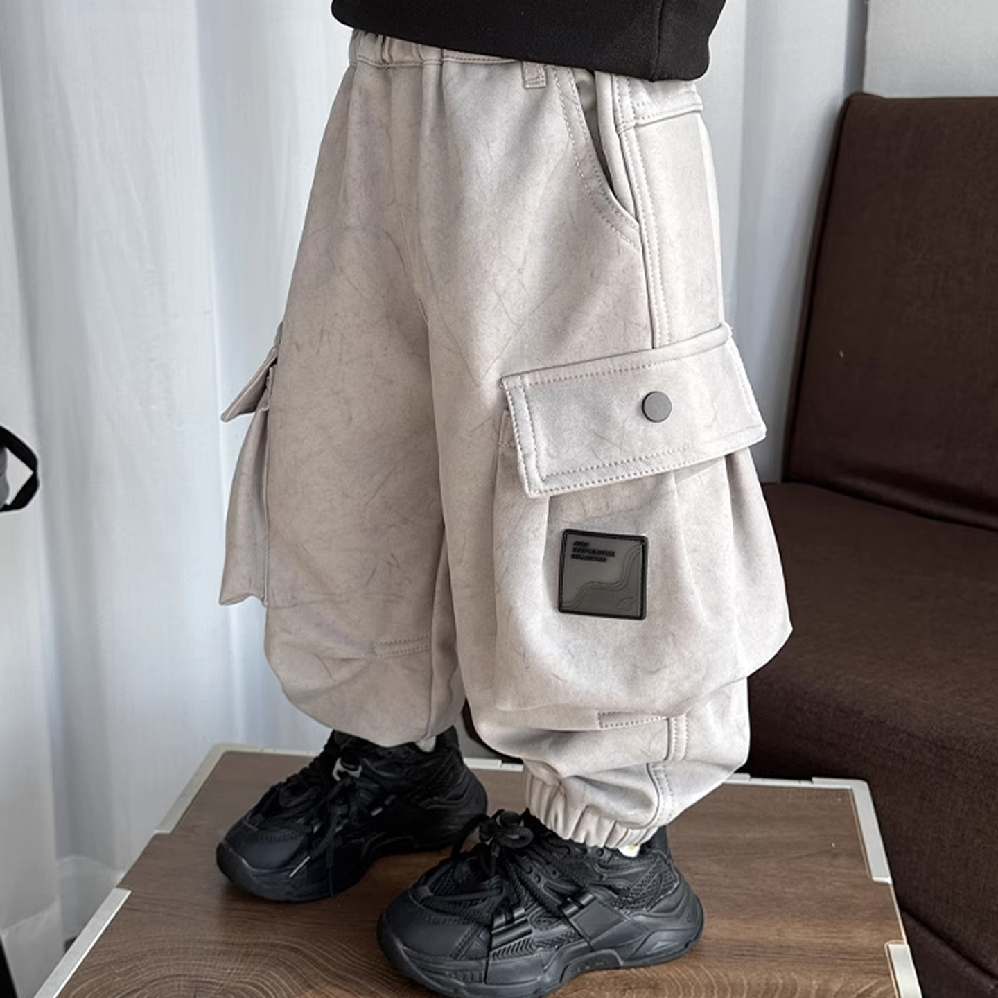 男童工装裤冬季加绒加厚2025新款