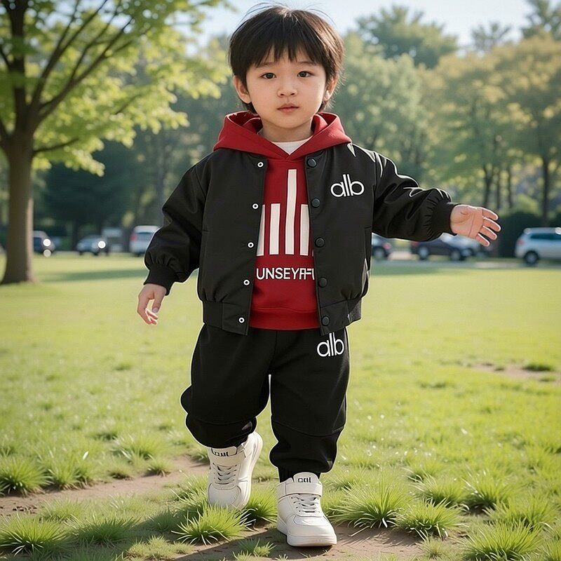 男童春秋卫衣套装2026新款痞帅儿童运动外套三件套宝宝洋气衣服潮