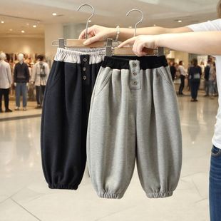 加厚儿童束脚小男孩休闲裤 2025新款 子运动 宝宝秋冬装 男童加绒卫裤