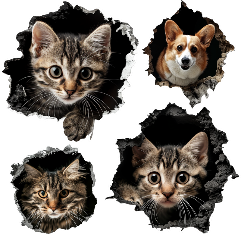 猫咪3D汽车车身划痕车贴