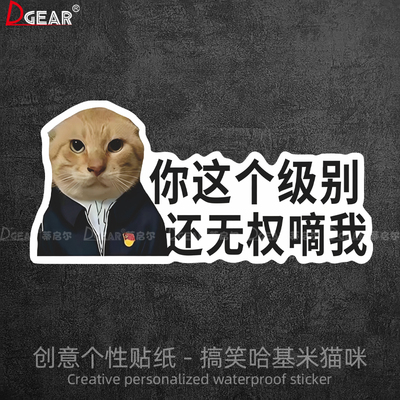 搞笑猫猫车贴你这个级别还无权滴我汽车创车尾身电动车装饰贴纸