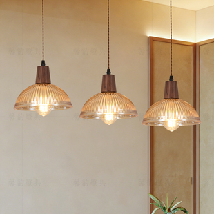 中古风黑胡桃木餐厅吊灯美式 饭厅餐桌小吊灯复古网红吧台民宿灯具