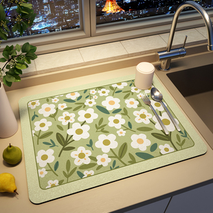 厨房台面沥水垫子碗盘干 干燥垫简约免洗吧台隔热垫餐桌杯子垫吸