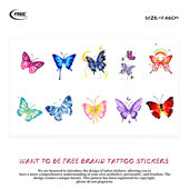 想自由 原创迷你蝴蝶系列彩色纹身贴音乐节手臂酷防水高级感遮盖