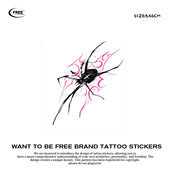 想自由 原创黑蜘蛛彩色彩绘潮酷遮盖防水纹身贴买一送一