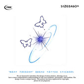 想自由 星空吸引蝴蝶彩色彩绘遮盖遮瑕高级感防水纹身贴买一送一