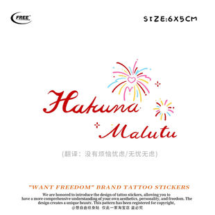 想自由 matata彩色英文遮盖遮瑕高级感持久纹身贴买一送一 hakuna