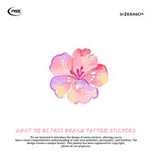 想自由原创樱花粉红花朵彩色彩绘潮酷遮盖防水纹身贴买一送一可爱