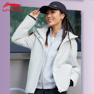 李宁短款羽绒服风衣冬季新款女子防风保暖羽绒夹克加厚运动外套