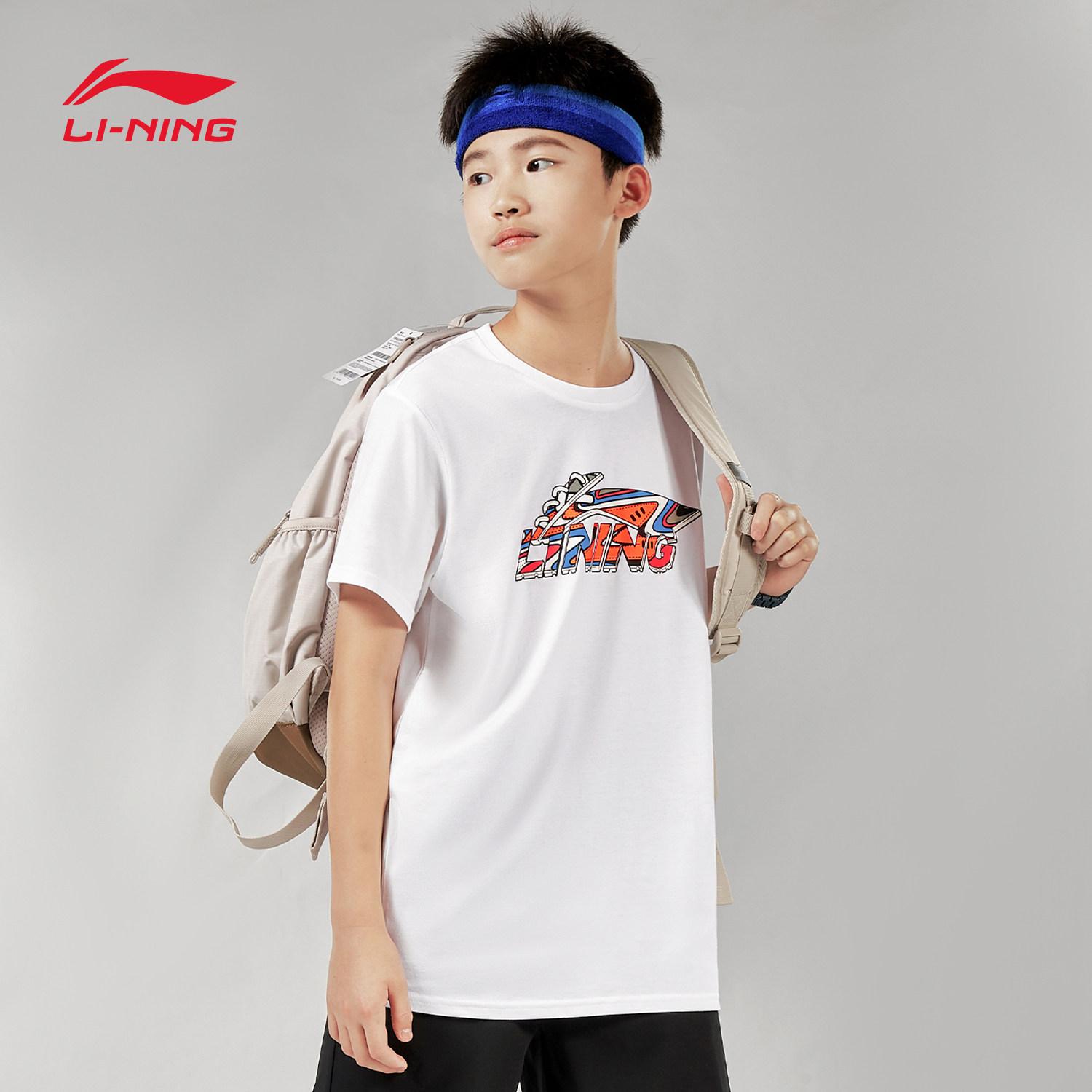 李宁男童t恤童装纯棉短袖夏装男孩白色上衣中大童宽松透气半袖男,童装/婴儿装/亲子装,T恤,淘宝优惠券,粉丝福利购,淘宝优惠卷