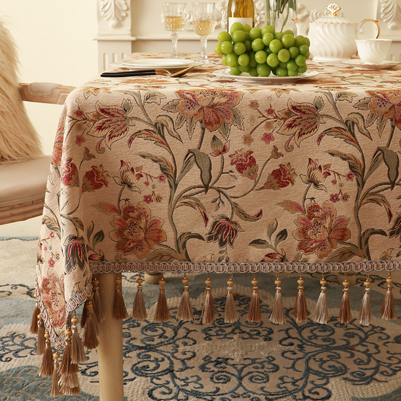 欧式长方形餐桌桌布轻奢高级感茶几布艺美式复古高端奢华2025新款,居家布艺,桌布,淘宝优惠券,粉丝福利购,淘宝优惠卷