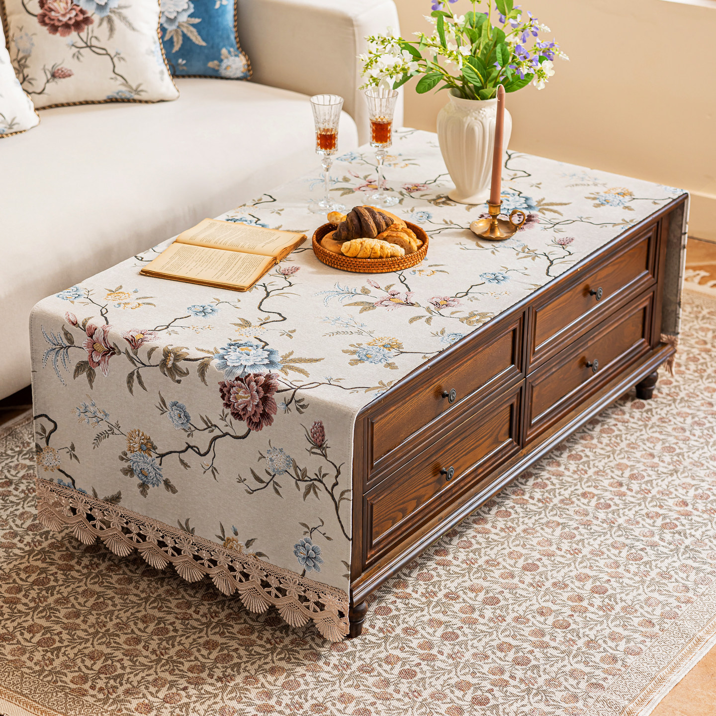 美式茶几桌布轻奢高级感欧式长方形布艺盖布遮丑家用台布2025新款,居家布艺,桌布,淘宝优惠券,粉丝福利购,淘宝优惠卷