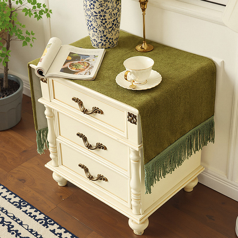 家用床头柜盖布轻奢高级感主卧绿色家电音响防尘套罩垫布2025新款