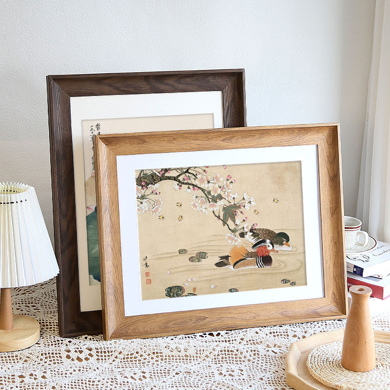 仿木相框4开8ka4素描装裱油画拼图像挂墙5075定制画框架任意尺寸