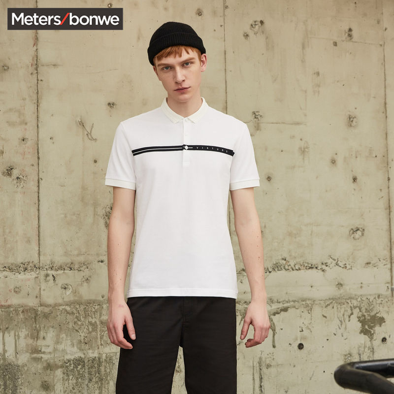 美特斯邦威POLO衫男新款夏季潮流时尚小字母修身针织翻领恤