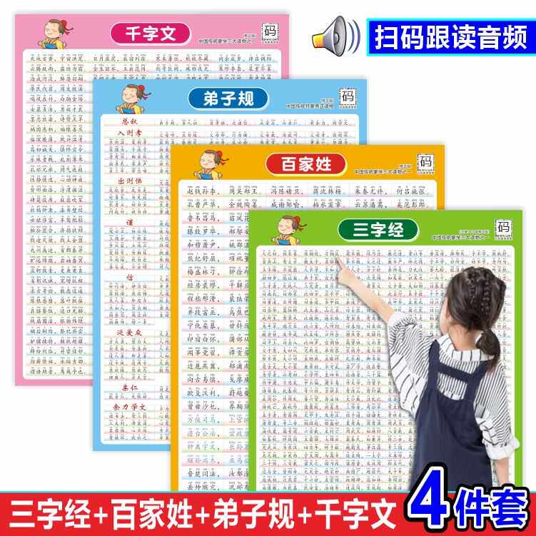三字经百家姓古诗词知识点启蒙挂图小学全套墙贴千字文儿童弟子规图片