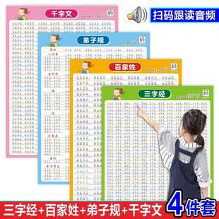 三字经百家姓古诗词知识点启蒙挂图小学全套墙贴千字文儿童弟子规