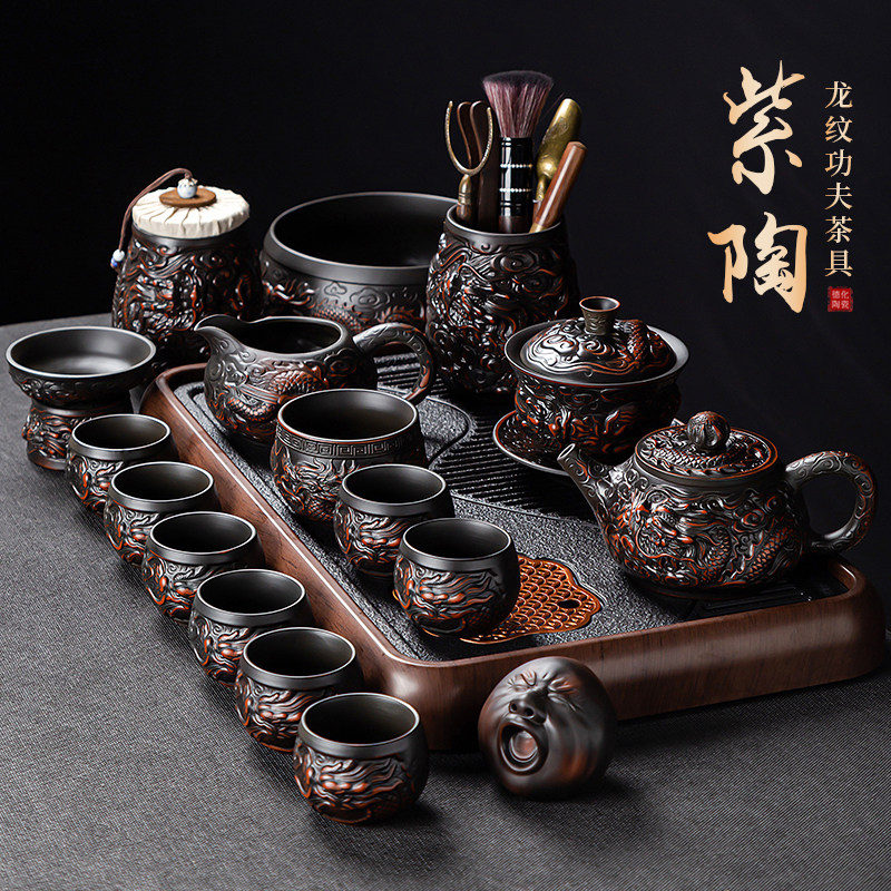 高端紫陶功夫茶具套组家用盖碗泡茶壶茶杯专用2026新款办公室送礼图片
