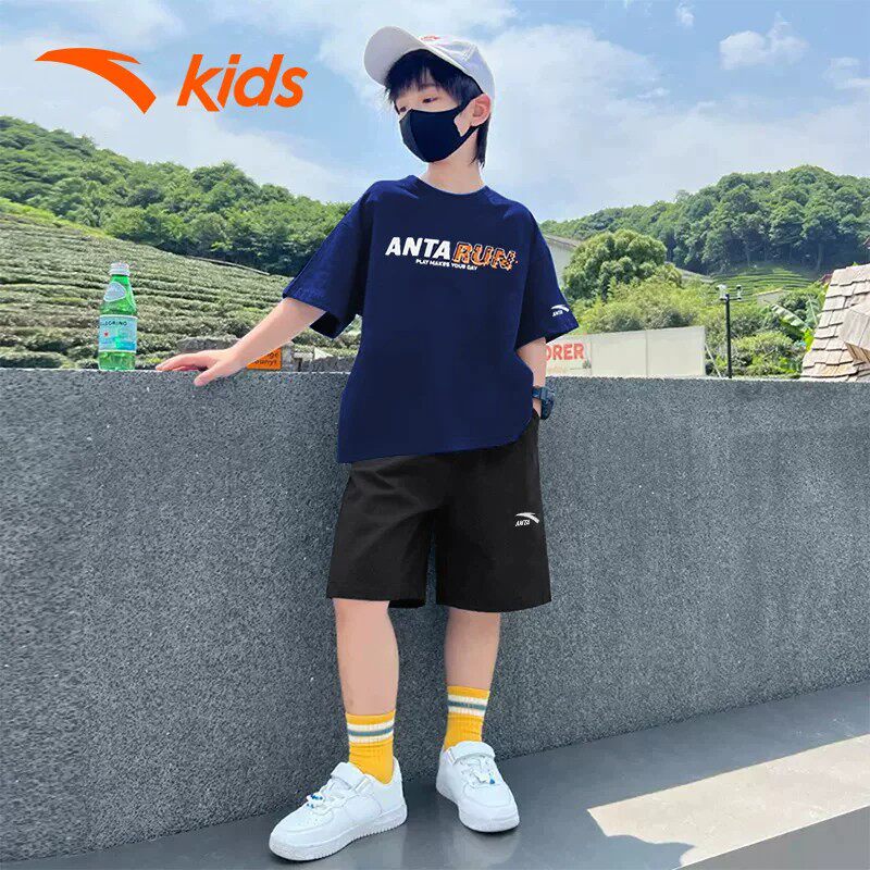 安踏童装2026夏季新款儿童运动速干套装男童短袖大童衣服t恤短裤