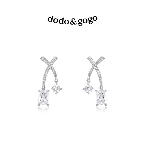 DODOGOGO轻奢闪锆交叉耳钉女款