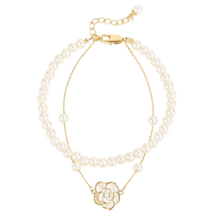 DODOGOGO山茶花双层叠戴珍珠手链女小众高级感首饰轻奢珍珠手串新